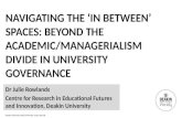 Deakin University CRICOS Provider Code: 00113B NAVIGATING THE ‘IN BETWEEN’ SPACES: BEYOND THE ACADEMIC/MANAGERIALISM DIVIDE IN UNIVERSITY GOVERNANCE Dr.