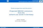 Jochen ThelokePEP-28. Mai 2008Projected NMVOC emissions from the solvent use sector in Germany 1 Parties perspectives and discussion Projected NMVOC emissions.