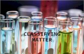 CLASSIFYING MATTER. Classifying Matter Chart A molecule is formed when two ore more atoms join together. For example: A water molecule is formed when.