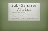 Sub-Saharan Africa I. Defining the Region II. Physical Geography and Environmental Concerns III. The Colonial Legacy: Agriculture and Race.