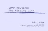SOAP Routing: The Missing Link Rohit Khare 16 May 2002 O’Reilly Emerging Technology Conf UC Irvine & KnowNow, Inc.