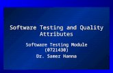 Software Testing and Quality Attributes Software Testing Module (0721430) Dr. Samer Hanna.
