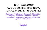 NUI GALWAY WELCOMES ITS NEW ERASMUS STUDENTS! Bienvenue – Willkommen – Benvenuti - Bienvenidos - Witajcie – Velkommen - Tervetuloa – Merħba Bem-vindos.