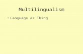 Multilingualism Language as Thing Multilingualism:Language as Thing What are Multilingual Commuinities –W–What leads to Multilingual Communities; – Are.