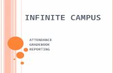 INFINITE CAMPUS ATTENDANCE GRADEBOOK REPORTING. O VERVIE W Navigation Infinite Campus toolbar Outline.