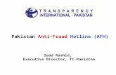 Pakistan Anti-Fraud Hotline (AFH) Saad Rashid, Executive Director, TI-Pakistan.