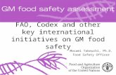 FAO, Codex and other key international initiatives on GM food safety Masami Takeuchi, Ph.D. Food Safety Officer.