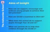 The Ashcombe School Aims of tonight How can we support, encourage and enthuse young people to achieve their full potential? How are GCSE’s examined in.