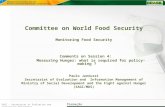 SAGI - Secretaria de Avaliação e Gestão da Informação Committee on World Food Security Monitoring Food Security Comments on Session 4: Measuring Hunger: