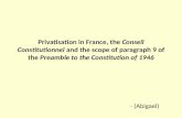 Privatisation in France, the Conseil Constitutionnel and the scope of paragraph 9 of the Preamble to the Constitution of 1946 - (Abigael)