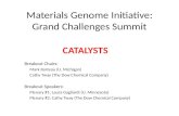Materials Genome Initiative: Grand Challenges Summit CATALYSTS Breakout Chairs: Mark Barteau (U. Michigan) Cathy Tway (The Dow Chemical Company) Breakout.
