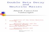 Amand Faessler, Tuebingen Double Beta Decay and Neutrino Masses Amand Faessler Tuebingen 1. Solution of the Solar Neutrino Problem by SNO. 2. Neutrino.