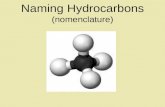 Naming Hydrocarbons (nomenclature) Basic Naming of Hydrocarbons Hydrocarbon names are based on: 1)Type, 2)# of carbons, 3)side chain type and position.