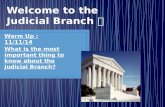 Warm Up : 11/11/14 What is the most important thing to know about the Judicial Branch?