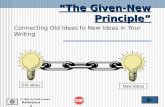 “The Given-New Principle” Connecting Old Ideas to New Ideas in Your Writing References Old Ideas New Ideas © 2001 by Ruth Luman.