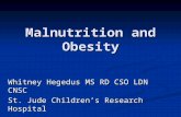 Malnutrition and Obesity Whitney Hegedus MS RD CSO LDN CNSC St. Jude Children’s Research Hospital.