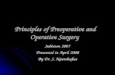 Principles of Preoperative and Operative Surgery Sabiston 2007 Presented in April 2008 By Dr. S. Noorshafiee.