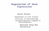 Regulation of Gene Expression David Shiuan Department of Life Science Institute of Biotechnology Interdisciplinary Program of Bioinformatics National Dong.