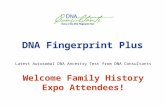 DNA Fingerprint Plus Latest Autosomal DNA Ancestry Test from DNA Consultants Welcome Family History Expo Attendees!
