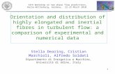 Orientation and distribution of highly elongated and inertial fibres in turbulent flow: a comparison of experimental and numerical data Stella Dearing,