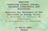 WORKSHOP Combating Climate Change: National Commitments and Activities 22 March 2002, Skopje Measures for Abatement of GHG Emissions in Energy Sector T.