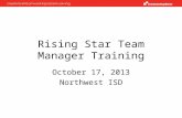 Rising Star Team Manager Training October 17, 2013 Northwest ISD.