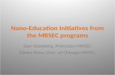Nano-Education Initiatives from the MRSEC programs Dan Steinberg, Princeton MRSEC Eileen Sheu, Univ. of Chicago MRSEC.