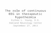 The role of continuous EEG in therapeutic hypothermia Esther L. Young, D.O. Oakland Neurology Center September 27, 2013.
