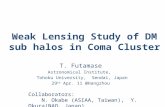Weak Lensing Study of DM sub halos in Coma Cluster T. Futamase Astronomical Institute, Tohoku University, Sendai, Japan 29 th Apr. 11 @Hangzhou Collaborators: