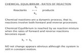 CHEMICAL EQUILIBRIUM - RATES OF REACTION k F Reactants  products k B Chemical reactions are a dynamic process, that is, reactions involve both forward.