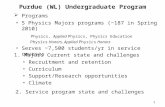 1 Purdue (WL) Undergraduate Program Recruitment and retention Curriculum Support/Research opportunities Climate  Programs 1. Majors Current state and.