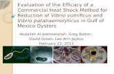 Evaluation of the Efficacy of a Commercial Heat Shock Method for Reduction of Vibrio vulnificus and Vibrio parahaemolyticus in Gulf of Mexico Oysters Abdallah.