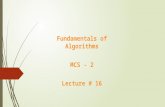 Fundamentals of Algorithms MCS - 2 Lecture # 16. Quick Sort.