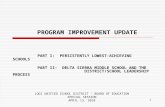 1 PROGRAM IMPROVEMENT UPDATE PART I: PERSISTENTLY LOWEST-ACHIEVING SCHOOLS PART II: DELTA SIERRA MIDDLE SCHOOL AND THE DISTRICT/SCHOOL LEADERSHIP PROCESS.