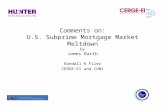 Comments on: U.S. Subprime Mortgage Market Meltdown by James Barth Randall K Filer CERGE-EI and CUNY.