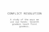 CONFLICT RESOLUTION A study of the ways we use our hands: Seventh graders teach first graders.