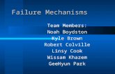 Failure Mechanisms Team Members: Noah Boydston Kyle Brown Robert Colville Linsy Cook Wissam Khazem GeeHyun Park.