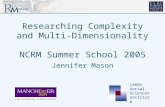 Researching Complexity and Multi-Dimensionality NCRM Summer School 2005 Jennifer Mason Leeds Social Sciences Institute.
