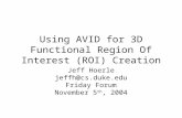 Using AVID for 3D Functional Region Of Interest (ROI) Creation Jeff Hoerle jeffh@cs.duke.edu Friday Forum November 5 th, 2004.