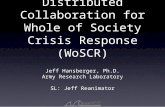 Distributed Collaboration for Whole of Society Crisis Response (WoSCR) Jeff Hansberger, Ph.D. Army Research Laboratory SL: Jeff Reanimator.
