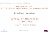 Phare SL9705.03 Implementation of Technical Regulations on Company Level Breakout session Safety of Machinery Directive Expert: Robert Huigen Chamber of.