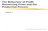 Copyright 2002, Pearson Education Canada1 The Behaviour of Profit-Maximizing Firms and the Production Process Chapter 7.