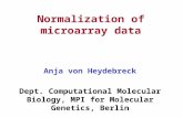 Normalization of microarray data Anja von Heydebreck Dept. Computational Molecular Biology, MPI for Molecular Genetics, Berlin.