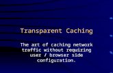 Transparent Caching The art of caching network traffic without requiring user / browser side configuration.