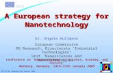 RTD-G4-AH: Marburg 14th January 2005 A European strategy for Nanotechnology Dr. Angela Hullmann European Commission DG Research, Directorate ‘Industrial.
