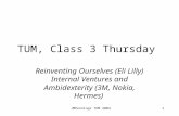 JMPennings TUM 20041 TUM, Class 3 Thursday Reinventing Ourselves (Eli Lilly) Internal Ventures and Ambidexterity (3M, Nokia, Hermes)