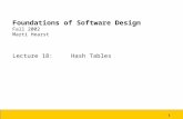 1 Foundations of Software Design Fall 2002 Marti Hearst Lecture 18: Hash Tables.