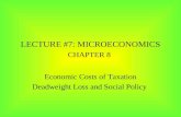 LECTURE #7: MICROECONOMICS CHAPTER 8 Economic Costs of Taxation Deadweight Loss and Social Policy.