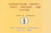 SUPERSTRING THEORY: PAST, PRESENT, AND FUTURE John H. Schwarz PITP Showcase Conference May 13, 2005.