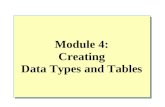 Module 4: Creating Data Types and Tables. Overview Creating Data Types Creating Tables Generating Column Values Generating Scripts.